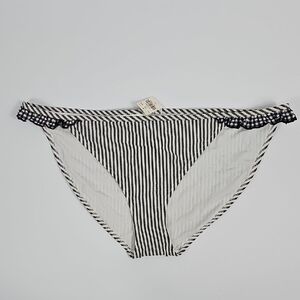 NWT Aerie Seersucker Ruffle Bikini Bottom Black White Gingham Stripe Size L 2909